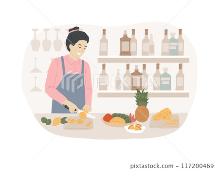 Making bar preparations isolated cartoon vector illustrations. 117200469