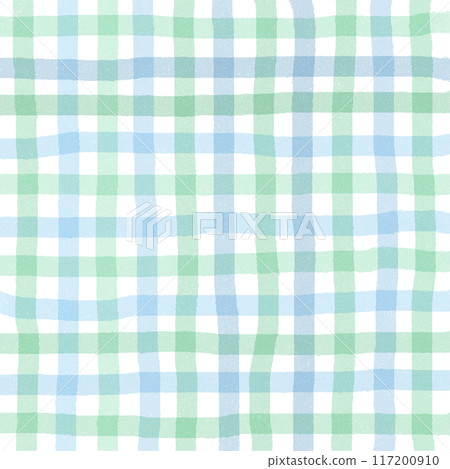 Green Blue Gingham Check Hand Drawn Background Overlay 117200910