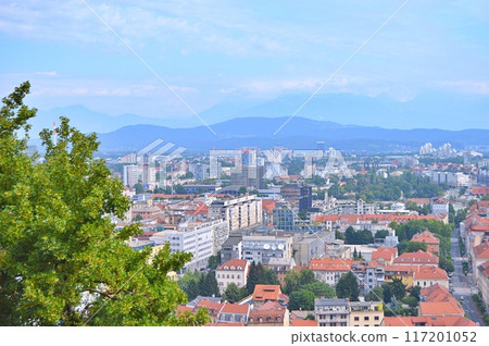 Travel to Europe during summer on holiday, Ljubljana in Slovenia. Top destination. Panoramic view Travel to Europe during summer on holiday, Ljubljana in Slovenia. Top destination. Panoramic view 117201052