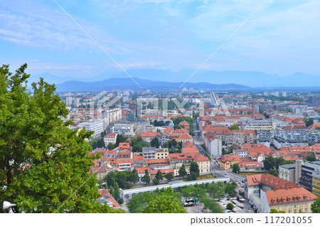 Travel to Europe during summer on holiday, Ljubljana in Slovenia. Top destination. Panoramic view Travel to Europe during summer on holiday, Ljubljana in Slovenia. Top destination. Panoramic view 117201055
