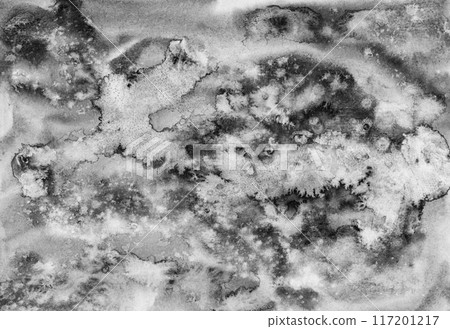 Grunge abstract artistic textured black and gray granulated watercolor background. Monochrome night gradient ink wave texture print for surface design, banner, cover, anger, storm concept Grunge abstract artistic textured black and gray granulated watercolor background. Monochrome night gradient ink wave texture print for surface design, banner, cover, anger, storm concept 117201217