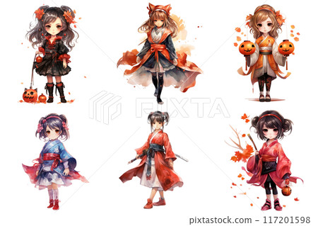 Six Adorable Anime Girls in Autumnal Attire 117201598