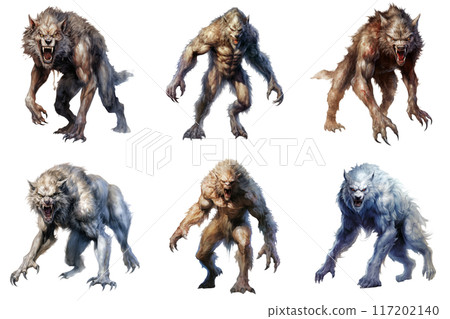 Six Werewolves in Various Poses and Fur Colors 117202140