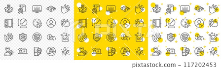 Outline Online documentation, Circle area and Hand line icons pack for web with Apple, Open door, Person idea line icon. Qr code, Headshot, Confirmed pictogram icon. Vector Outline Online documentation, Circle area and Hand line icons pack for web with Apple, Open door, Person idea line icon. Qr code, Headshot, Confirmed pictogram icon. Vector 117202453