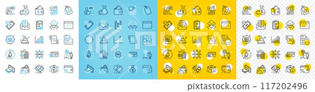 Vector icons set of Graph chart, Loan percent and Dao line icons pack for web with Cash, Checklist, Calendar outline icon. Wallet, Payment method, Savings tax pictogram. Payment. Vector Vector icons set of Graph chart, Loan percent and Dao line icons pack for web with Cash, Checklist, Calendar outline icon. Wallet, Payment method, Savings tax pictogram. Payment. Vector 117202496