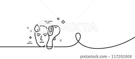 Electronic thermometer line icon. Continuous one line with curl. Temperature scanner sign. Fever measuring symbol. Electronic thermometer single outline ribbon. Loop curve pattern. Vector 117202808