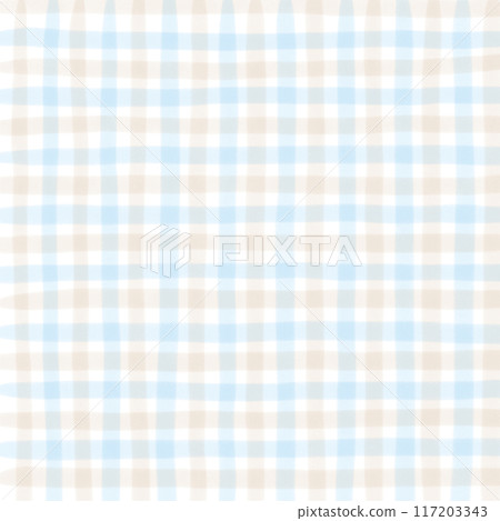 Blue Beige Gingham Check Hand Drawn Background Overlay Blue Beige Gingham Check Hand Drawn Background Overlay 117203343