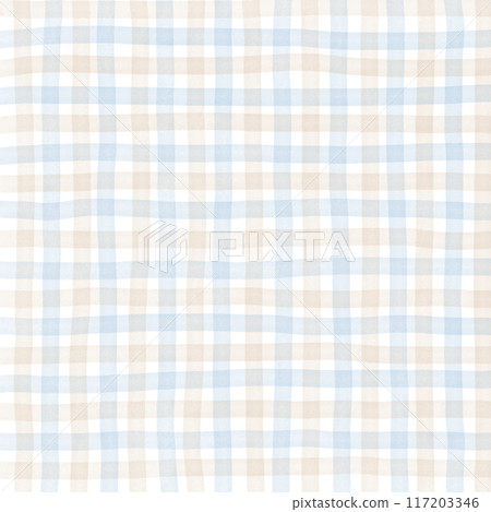 Blue Beige Gingham Check Hand Drawn Background Overlay Blue Beige Gingham Check Hand Drawn Background Overlay 117203346