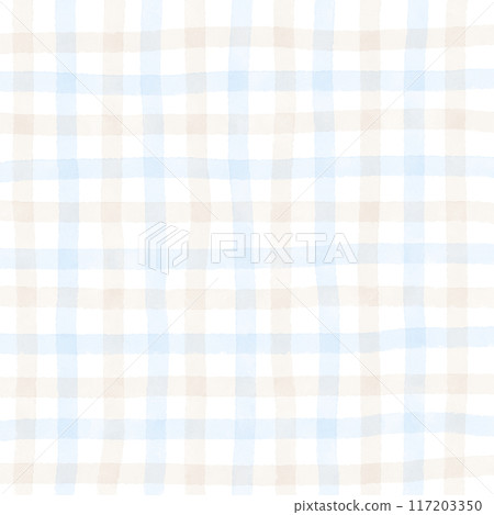 Blue Beige Gingham Check Hand Drawn Background Overlay Blue Beige Gingham Check Hand Drawn Background Overlay 117203350