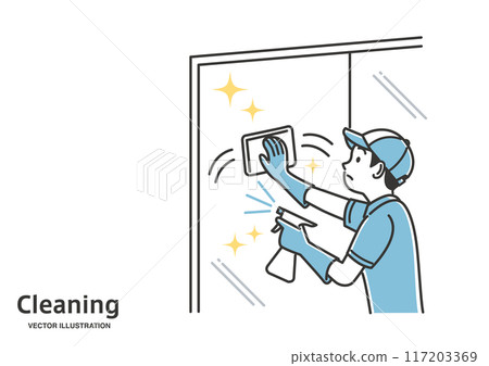 房屋清潔工清潔窗戶 117203369