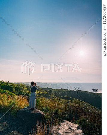 mountain covered in a sea of clouds 117203457