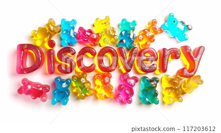 Innovation and breakthrough symbol created in Gummy Bear Typography. 117203612