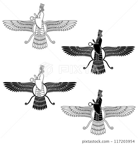 Winged disc of Zoroastrian religion 117203954