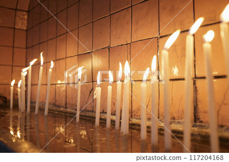 Candles in the church of St. Anthony of Padua in Beyoglu district on Istiklal street 117204168