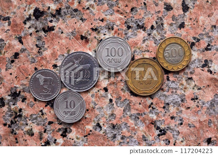 Old Armenian money - Dram a business background 117204223