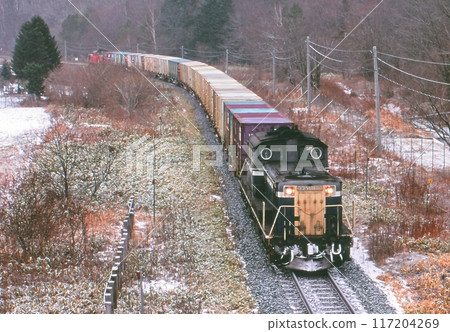 Freight trains running on the Sekihoku Main Line 117204269