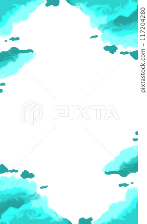 Vertical frame with blue clouds, color illustration 117204280