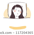 簡單的手繪上身圖，描繪了一個女人仰面熟睡的樣子 117204365