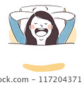 簡單的手繪上半身插圖，顯示一個女人張開嘴睡覺的樣子 117204371