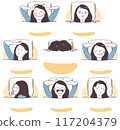 簡單手繪上半身女性睡眠插畫集 117204379