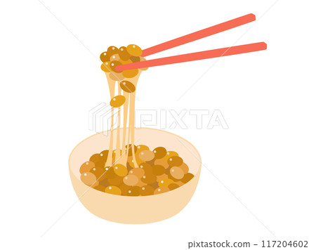 用筷子夾起黏黏的納豆的插圖 用筷子夾起黏黏的納豆的插圖 117204602