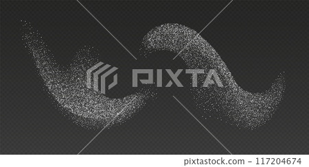 Falling sugar powder, flying salt. White crystals. 117204674