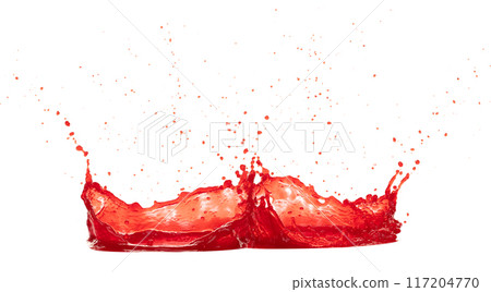 Red wine tomatoes Juice pouring and splash as crown water. Blood plasma Juice explode bubble splash in mid air. Red strawberry pomegranate liquid element water. White background isolated photography Red wine tomatoes Juice pouring and splash as crown water. Blood plasma Juice explode bubble splash in mid air. Red strawberry pomegranate liquid element water. White background isolated photography 117204770