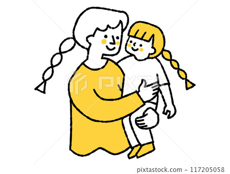 Smiling mother holding her little girl 117205058