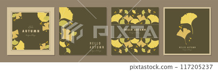 Autumn leaves material set frame background vector illustration simple stylish Autumn leaves material set frame background vector illustration simple stylish 117205237