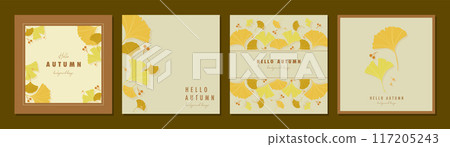 Autumn leaves material set frame background vector illustration simple stylish 117205243