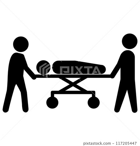 一個人被擔架抬著的象形圖 一個人被擔架抬著的象形圖 117205447