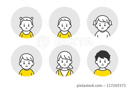 嬰兒/兒童臉圖示集【人物向量圖素材】 117205571