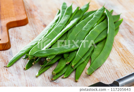 Pods of raw helda beans Pods of raw helda beans 117205643