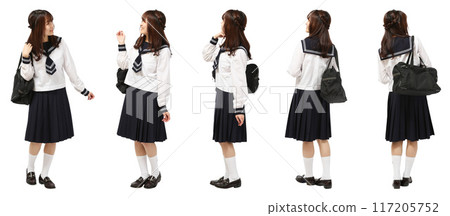 Full-body cutout of a sailor-suited high school student 117205752