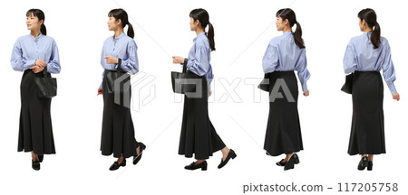 A neat and clean woman walking, full-body cutout 117205758