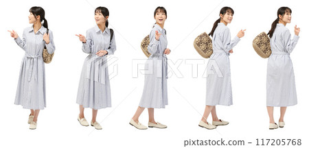 Full-body cutout of a woman speaking with gestures Full-body cutout of a woman speaking with gestures 117205768