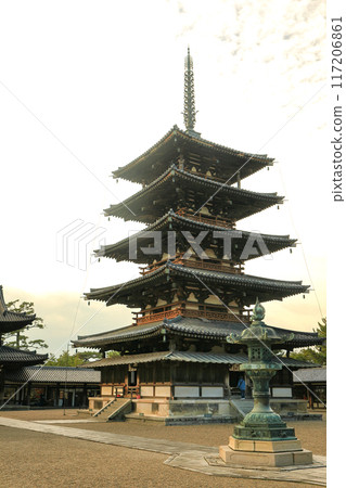 World Heritage Site: Headquarters of the Shotoku Sect, Horyuji Temple, Saiin Garan, Five-storied Pagoda World Heritage Site: Headquarters of the Shotoku Sect, Horyuji Temple, Saiin Garan, Five-storied Pagoda 117206861