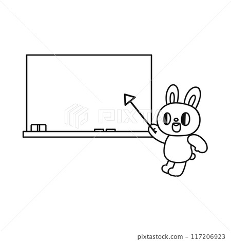 黑板和可愛的兔子線畫 黑板和可愛的兔子線畫 117206923