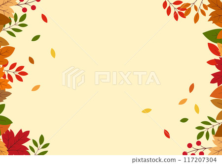 Autumn leaves falling frame background 24 yellow 117207304