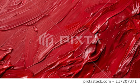 Textured Red Acrylic Paint Surface Perfect for Art, Design, and Backgrounds in Creative Projects 117207371