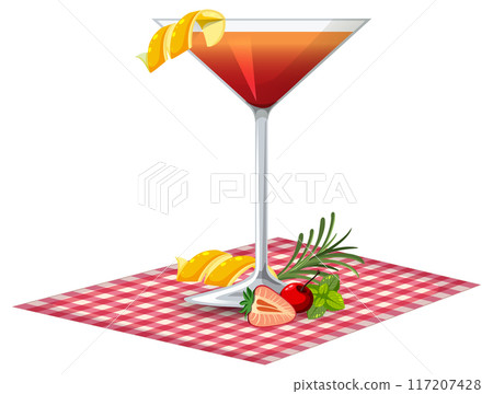 Refreshing Cocktail with Garnish Refreshing Cocktail with Garnish 117207428
