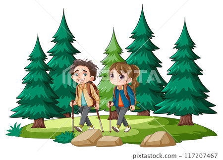 Couple Hiking in Forest 117207467