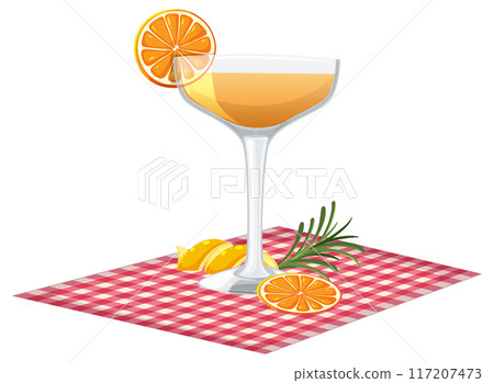 Refreshing Citrus Cocktail on Checkered Cloth Refreshing Citrus Cocktail on Checkered Cloth 117207473