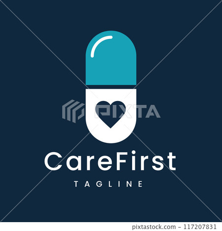 Capsule with a heart in the middle. This logo is very suitable for services in the medical and pharmaceutical fields 117207831