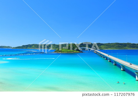 [Yamaguchi Prefecture] Tsunoshima Bridge (Amagase Road) on a clear day 117207976