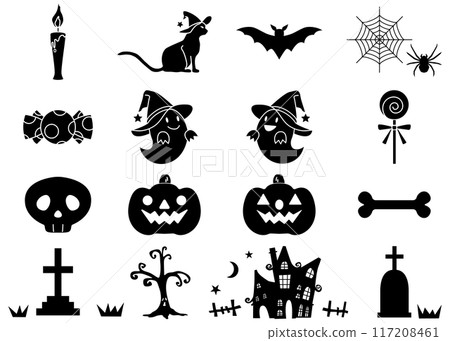 萬聖節剪影插圖集,萬聖節裝飾材料 萬聖節剪影插圖集,萬聖節裝飾材料 117208461