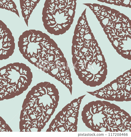 Paisley Floral Seamless Pattern vector 117208466