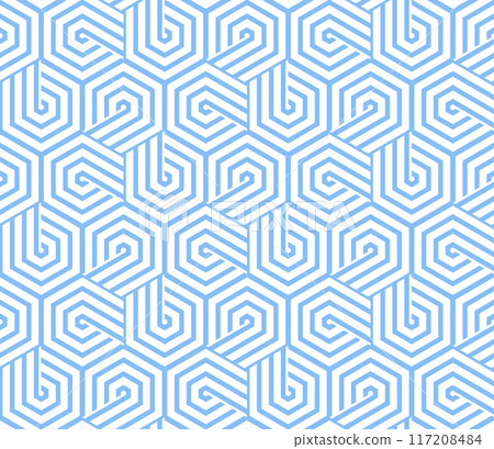 Abstract geometric pattern with stripes, lines. Seamless vector background. White and blue ornament. Simple lattice graphic design Abstract geometric pattern with stripes, lines. Seamless vector background. White and blue ornament. Simple lattice graphic design 117208484