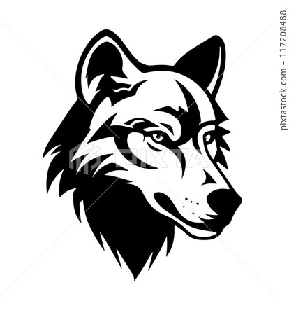 Black and White Wolf Illustration Black and White Wolf Illustration 117208488