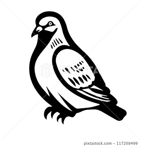 Standing Pigeon Black and White 117208499